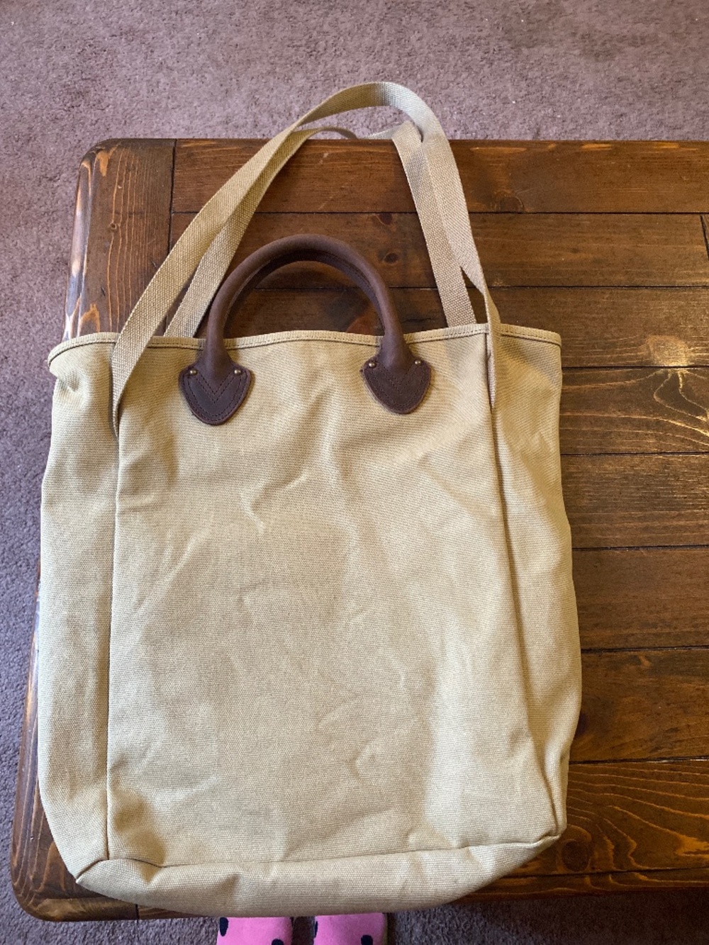 LL Bean Stonington Daily Carry Tote DARK KHAKI - Picture 2 of 4